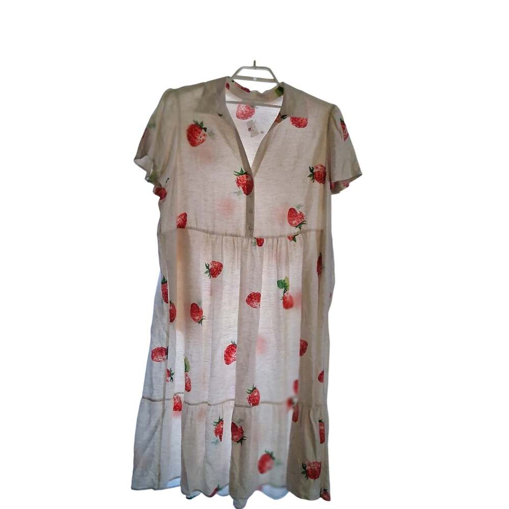 Jane + Delancey nwt dress womens 2X midi strawberry small hole in pckt